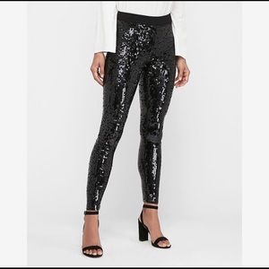 NWT Large high waist black sequin leggings